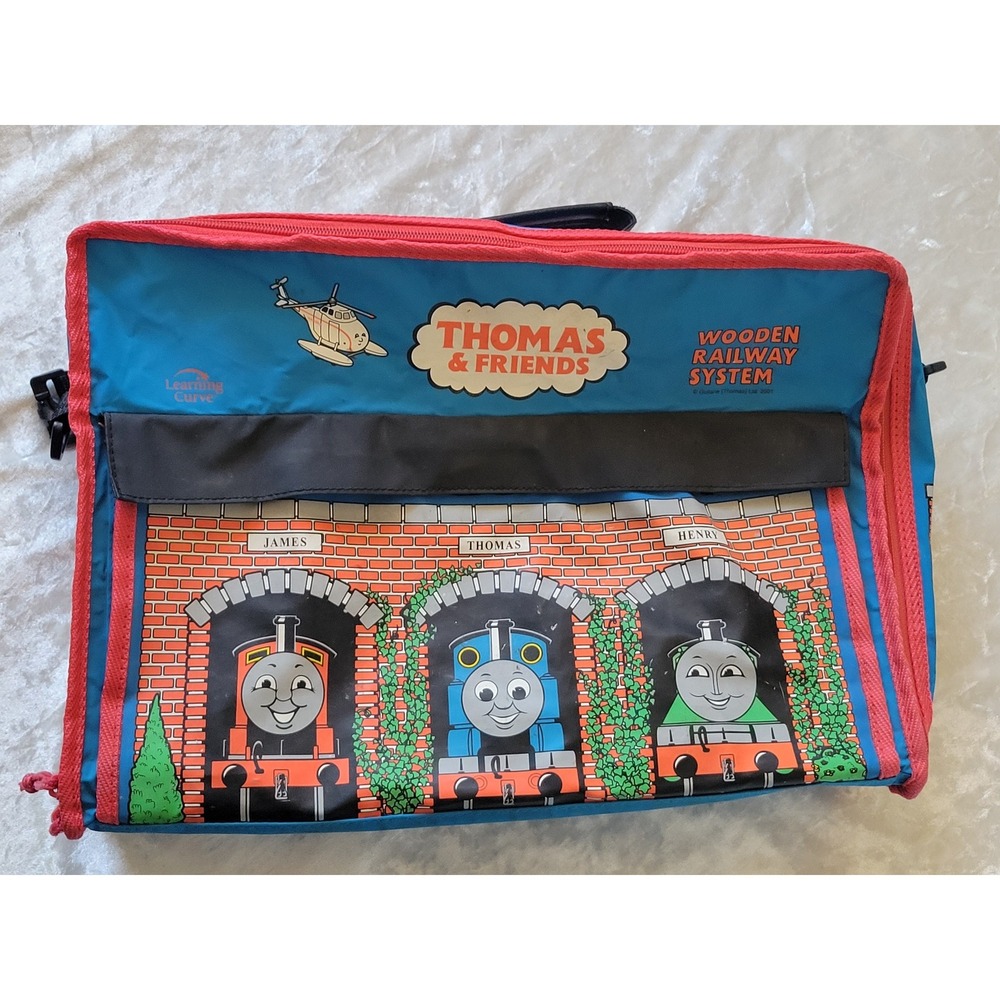 Vintage Thomas & Friends Wooden Railway Carry Case Bag Learning Curve 2005 Blue
